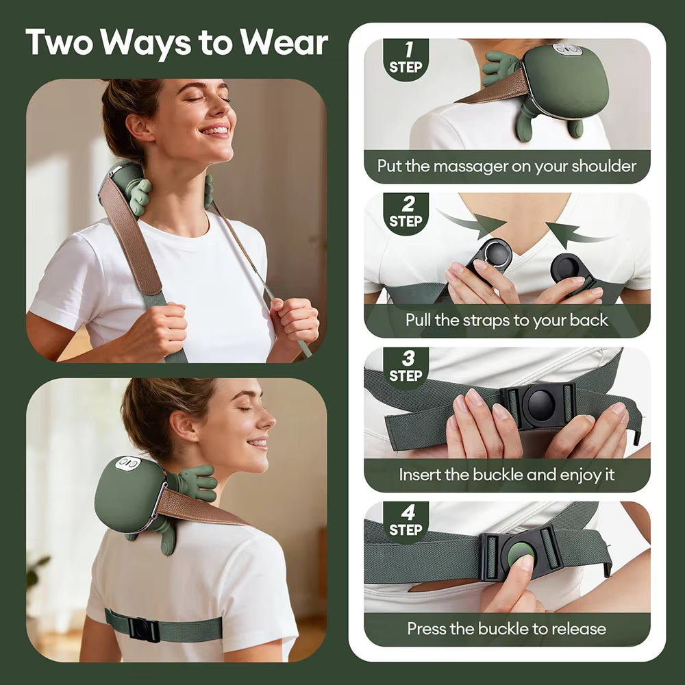 4D Bionic Finger Neck & Shoulder Massager – Wireless Kneading Shawl