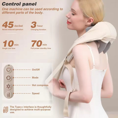 Wireless Neck & Shoulder Massager – 6D Deep Tissue Kneading