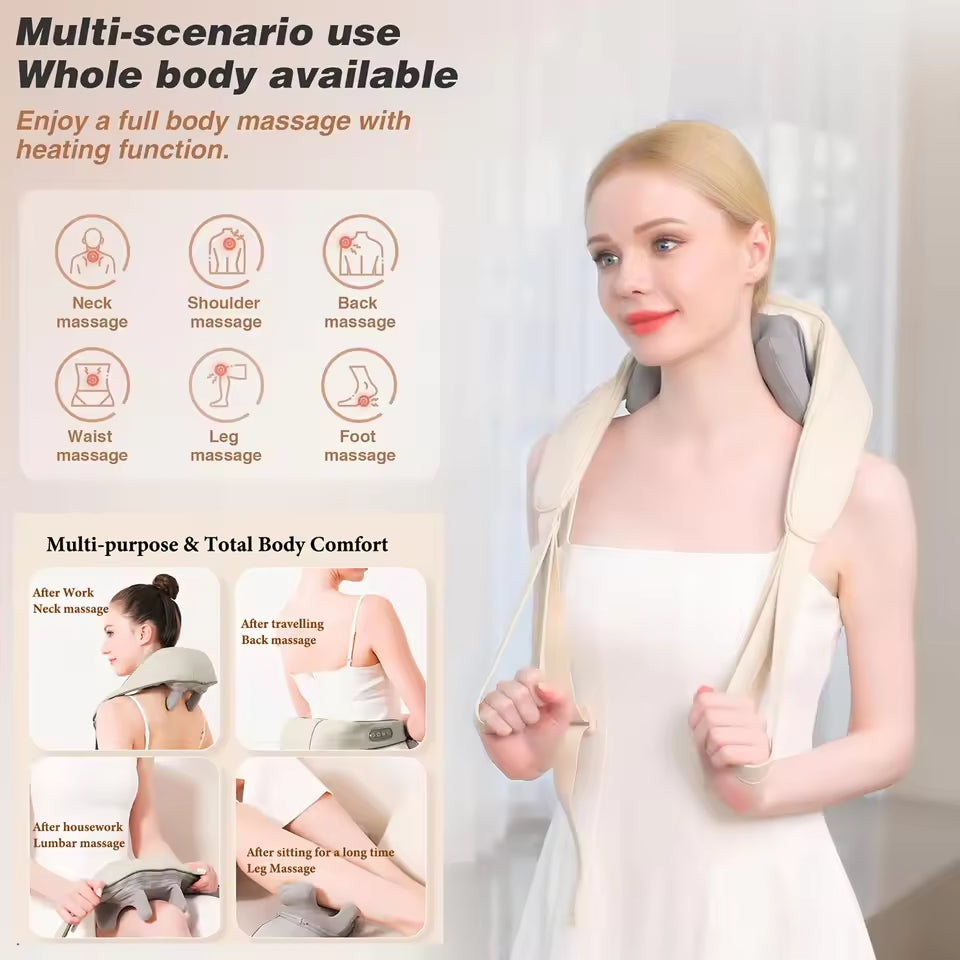Wireless Neck & Shoulder Massager – 6D Deep Tissue Kneading