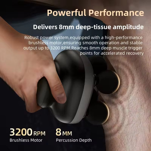 4-Head Handheld Fascia Gun – Deep Tissue Muscle Massager