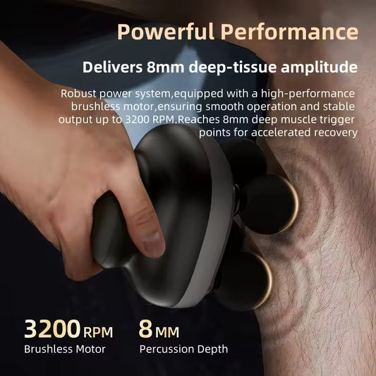 4-Head Handheld Fascia Gun – Deep Tissue Muscle Massager